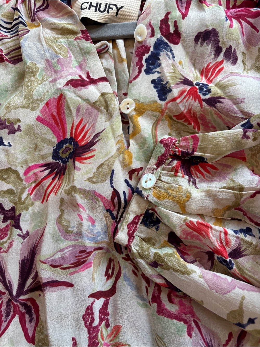 CHUFY Blouse $430 • 20” PTP • Boho Cottagecore Fall Floral Blouse - Picture 5 of 8